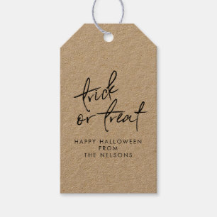 Halloween Bus eller godis Bag Candy Favor Kraft Presentetikett