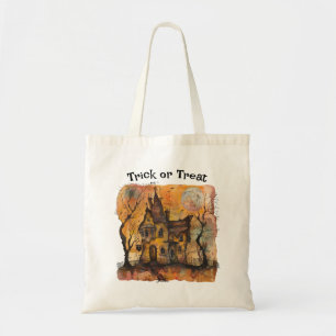 Halloween Bus eller godis Bag med hemligt hus Tygkasse