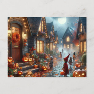 Halloween bus eller godis barn helg vykort