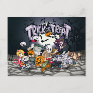 Halloween Bus eller godis Barn Vykort