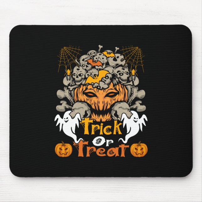 Halloween Bus eller godis Birthday Musmatta (Framsidan)