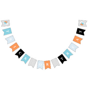 Halloween BUS ELLER GODIS Blue Pumpkins och spider Vimplar