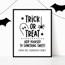 Halloween Bus eller godis Bord Sign