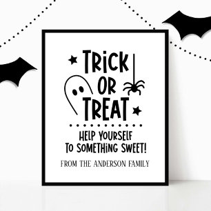 Halloween Bus eller godis Bord Sign Poster