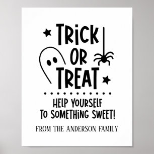 Halloween Bus eller godis Bord Sign Poster