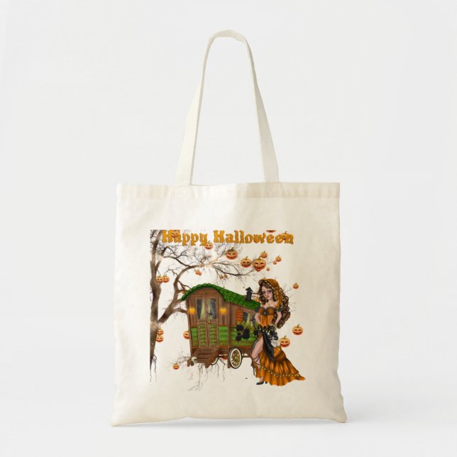 Halloween Bus eller godis Candy Bag med zigenare Tygkasse (Framsidan)