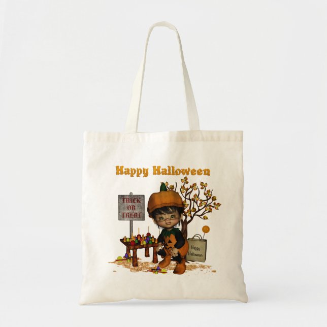 Halloween Bus eller godis Candy Bag Tygkasse (Framsidan)
