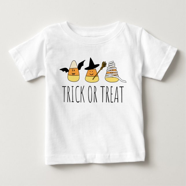 Halloween Bus eller godis Candy corn T Shirt (Framsida)