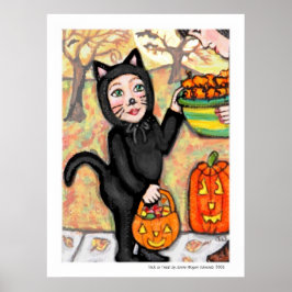 Halloween Bus eller godis Costume Cat Art Poster