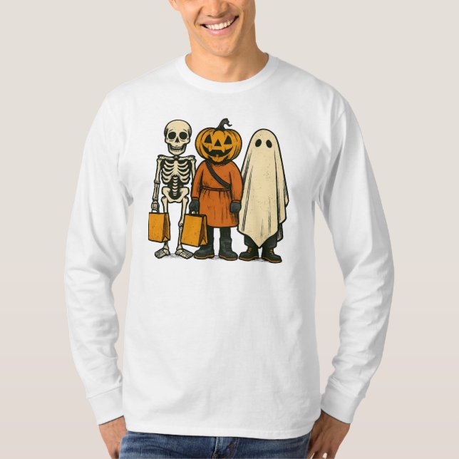Halloween Bus eller godis Crew T Shirt (Framsida)
