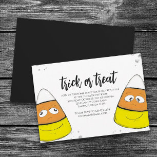 Halloween Bus eller godis Cute Candy corn Simple Inbjudningar