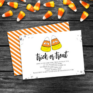 Halloween Bus eller godis Cute Candy corn Simple Inbjudningar