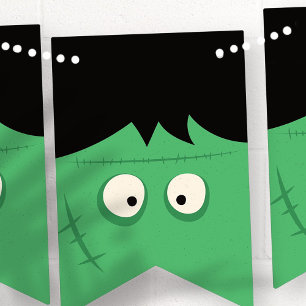 Halloween Bus eller godis Cute Frankenstein Monste Vimplar