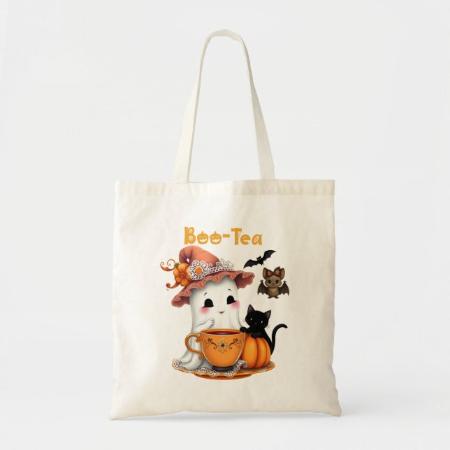 Halloween Bus eller godis Cute Ghost Cat Fladdermu Tygkasse (Framsidan)