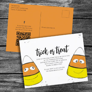 Halloween Bus eller godis Cute Social Media QR-kod Vykort