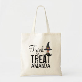 Halloween Bus eller godis Cute Witch Shoes Hat Tygkasse