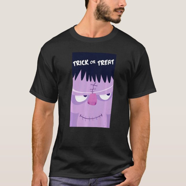 Halloween Bus eller Godis Design T Shirt (Framsida)