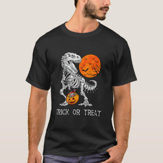 Halloween Bus eller godis Dinosaur Skeleton rex T Shirt