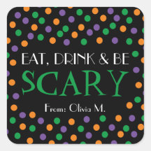 Halloween Bus eller godis Favor Sticker