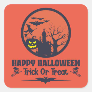 Halloween Bus eller godis Fyrkantigt Klistermärke