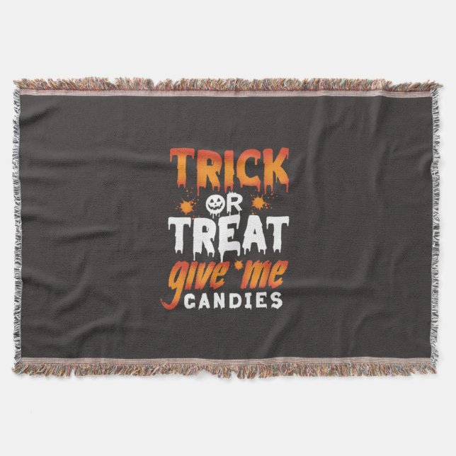Halloween Bus eller godis Ge Me Candies Filt (Framsidan)