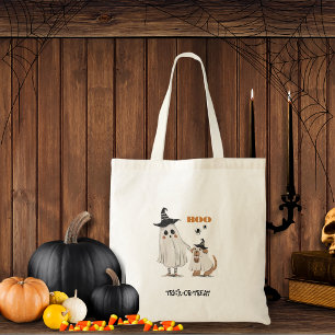 Halloween Bus eller godis Ghost Hund Personlig Tygkasse