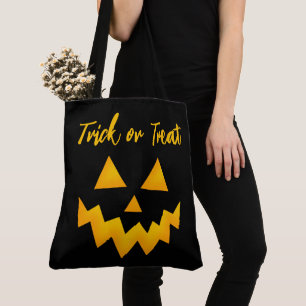 Halloween Bus eller godis Glowing Pumpkin Ansikte Tygkasse
