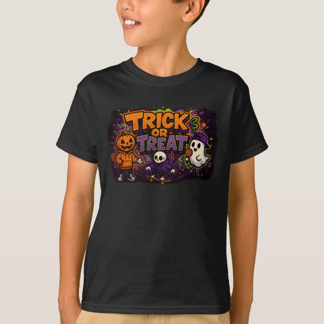 Halloween Bus eller godis Graffiti Clothes Unisex T Shirt (Framsida)