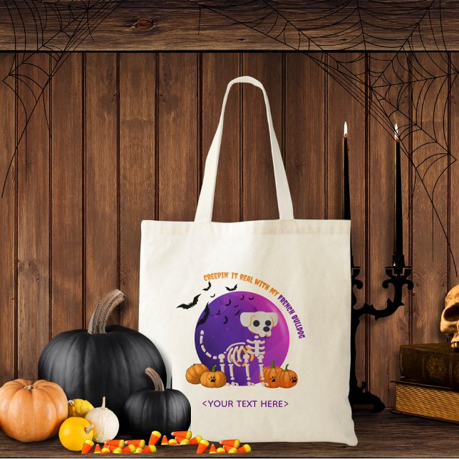 Halloween Bus eller godis Hund Candy Tote Bag Tygkasse (Trick or Treat OR show up to the Halloween party in style. Represent your favorite dog breed!!)