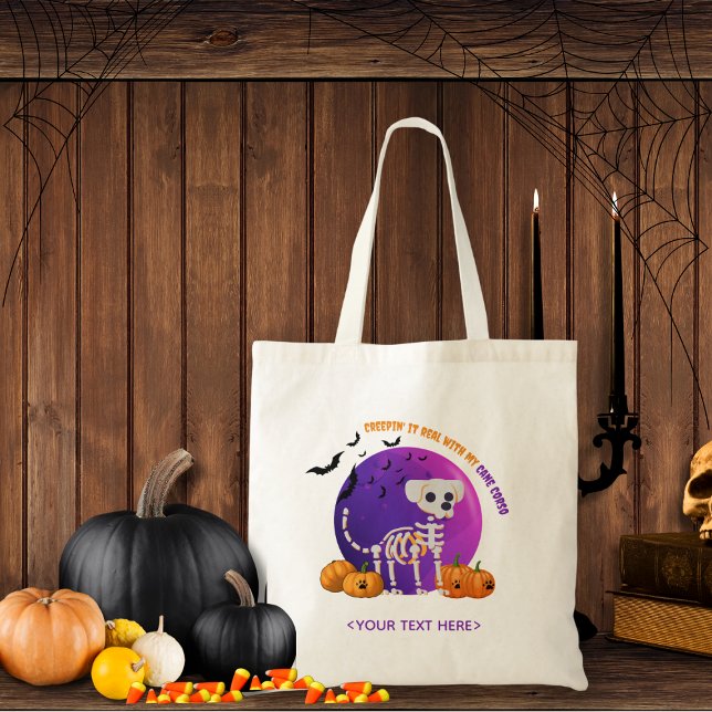 Halloween Bus eller godis Hund Candy Tote Bag Tygkasse (Trick or Treat OR show up to the Halloween party in style. Represent your favorite dog breed!!)