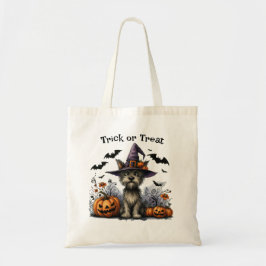 Halloween Bus eller godis Hund i Witch Hat Tygkasse