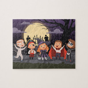 Halloween Bus eller godis Kids Puzzle Pussel