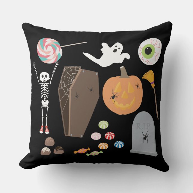 Halloween Bus eller godis Kudde (Framsida)