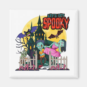 Halloween Bus eller godis Låt oss få tal Magnet