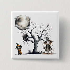 Halloween Bus eller godis med Roligt tecken Knapp