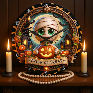 Halloween Bus eller godis Mummy Stor Klocka