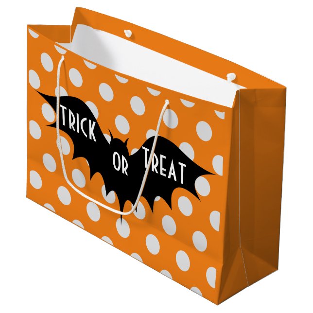 Halloween bus eller godis orange polka dots (Framsidan Vinklad)