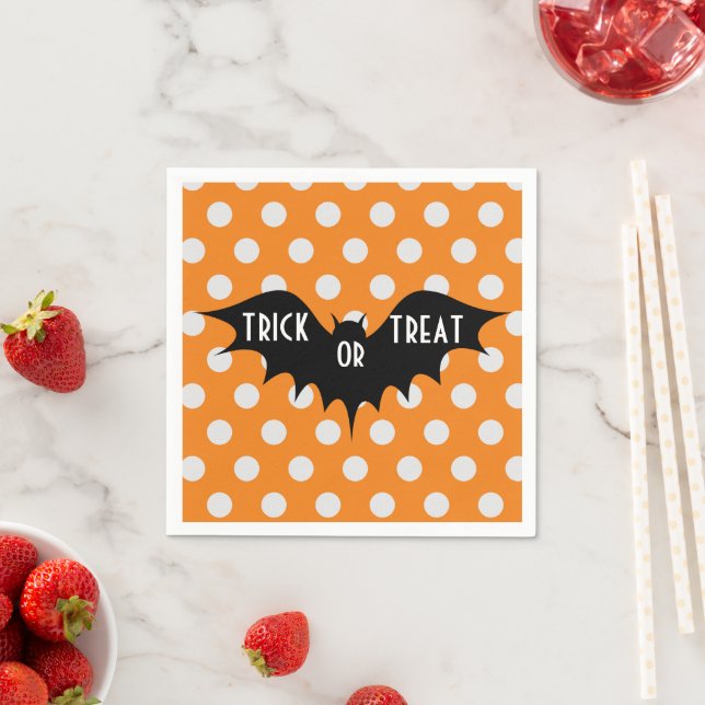 Halloween bus eller godis orange polka dots pappersservett (Insitu)