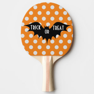 Halloween bus eller godis orange polka dots pingisracket