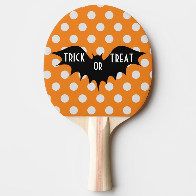 Halloween bus eller godis orange polka dots pingisracket (Framsidan)