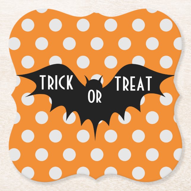 Halloween bus eller godis orange polka dots underlägg papper (Framsida)