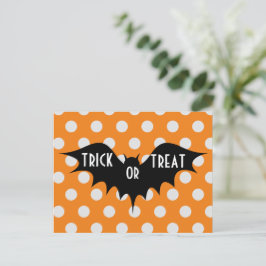 Halloween bus eller godis orange polka dots vykort