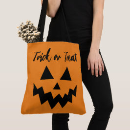 Halloween Bus eller godis Orange Pumpkin Ansikte Tygkasse