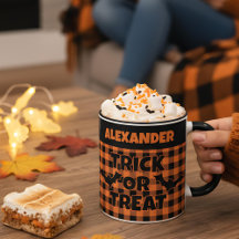 Halloween Bus eller Godis Orange & Svart Rutig Nam