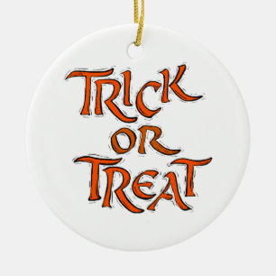 Halloween Bus eller godis Ord Julgransprydnad Keramik