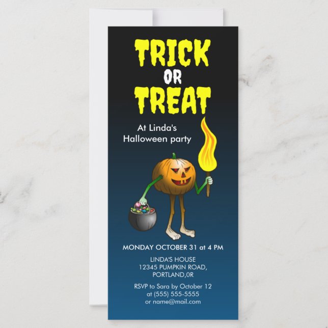 Halloween Bus eller godis-partiinbjudan (Framsida)