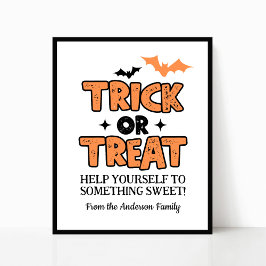 Halloween Bus eller godis Party Bord Sign Poster