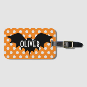Halloween bus eller godis personlig monogram bagagebricka