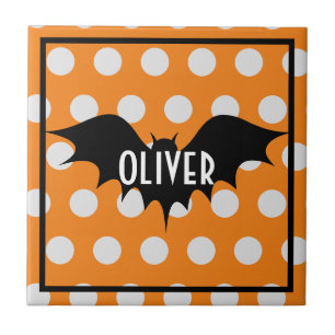 Halloween bus eller godis personlig monogram kakelplatta