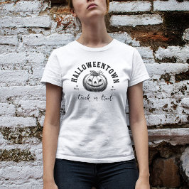 Halloween Bus eller godis Pumpkin Black and White T Shirt